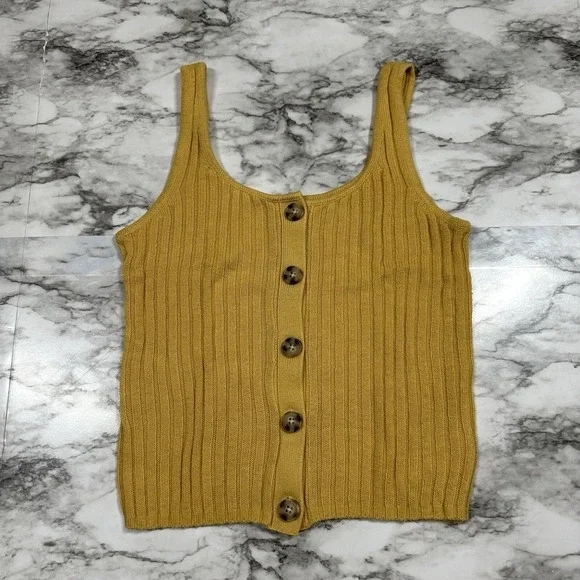 American Eagle Sleeveless Mustard Top Women's Size Small Pullover Knit - Picture 1 of 7